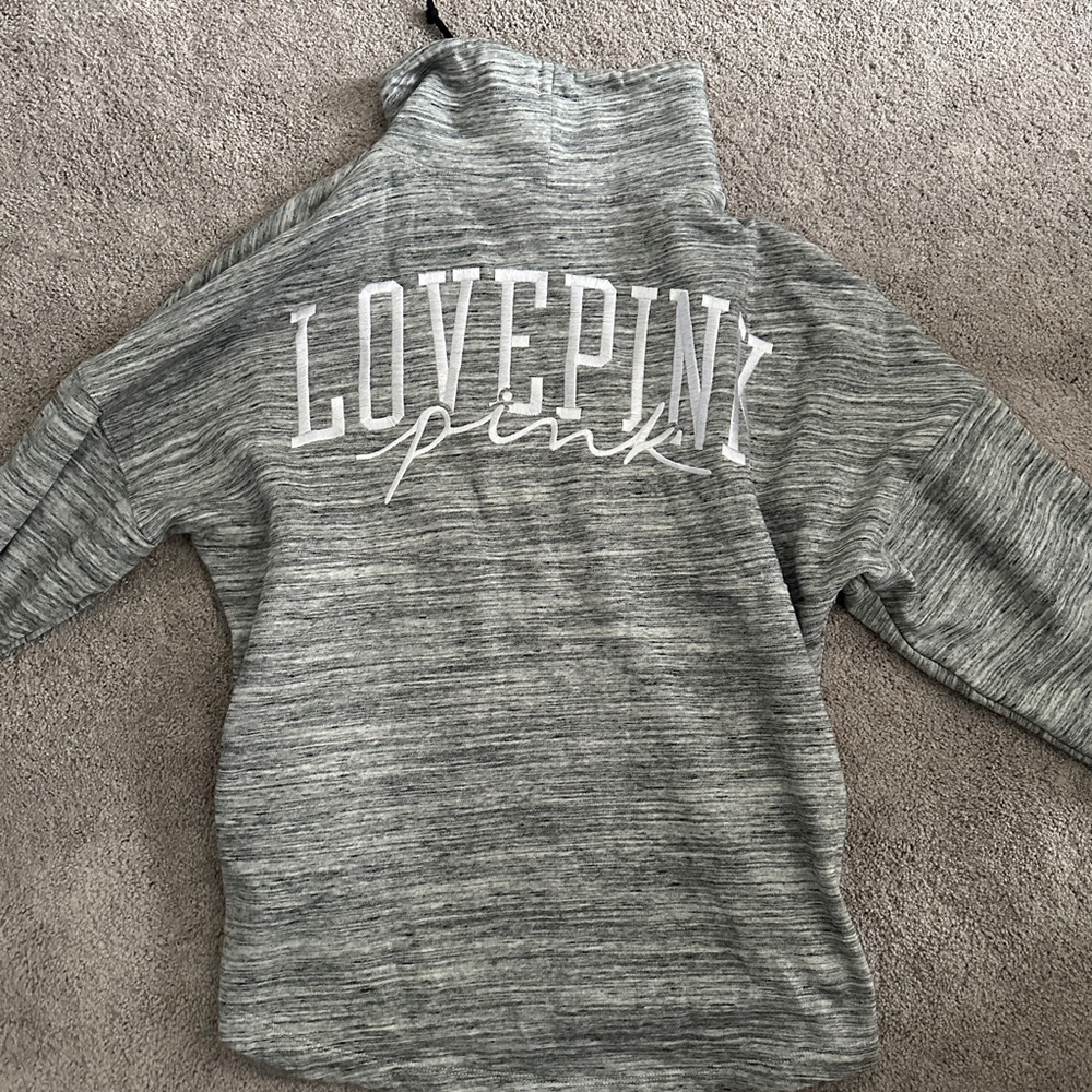 Victoria secret pink embroidered grey heather pullover